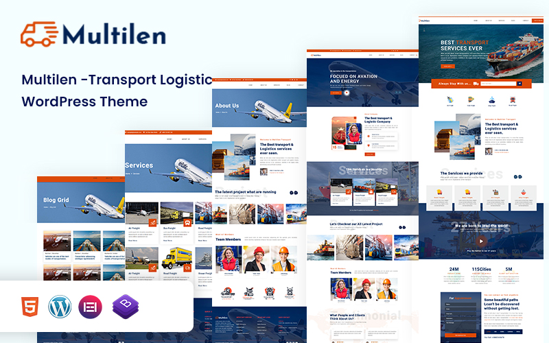 Multilen Transport & Logistic WordPress Theme.