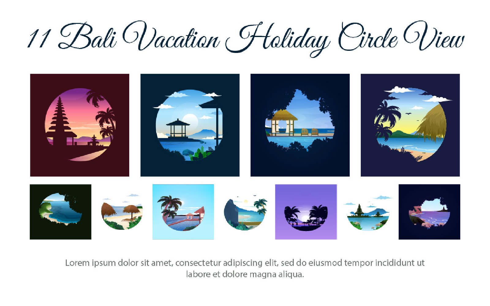 11 Bali Vacation Holiday Circle View Illustration