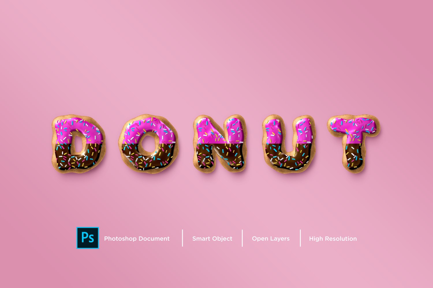 Donut Text Effect Layer Style Design Template