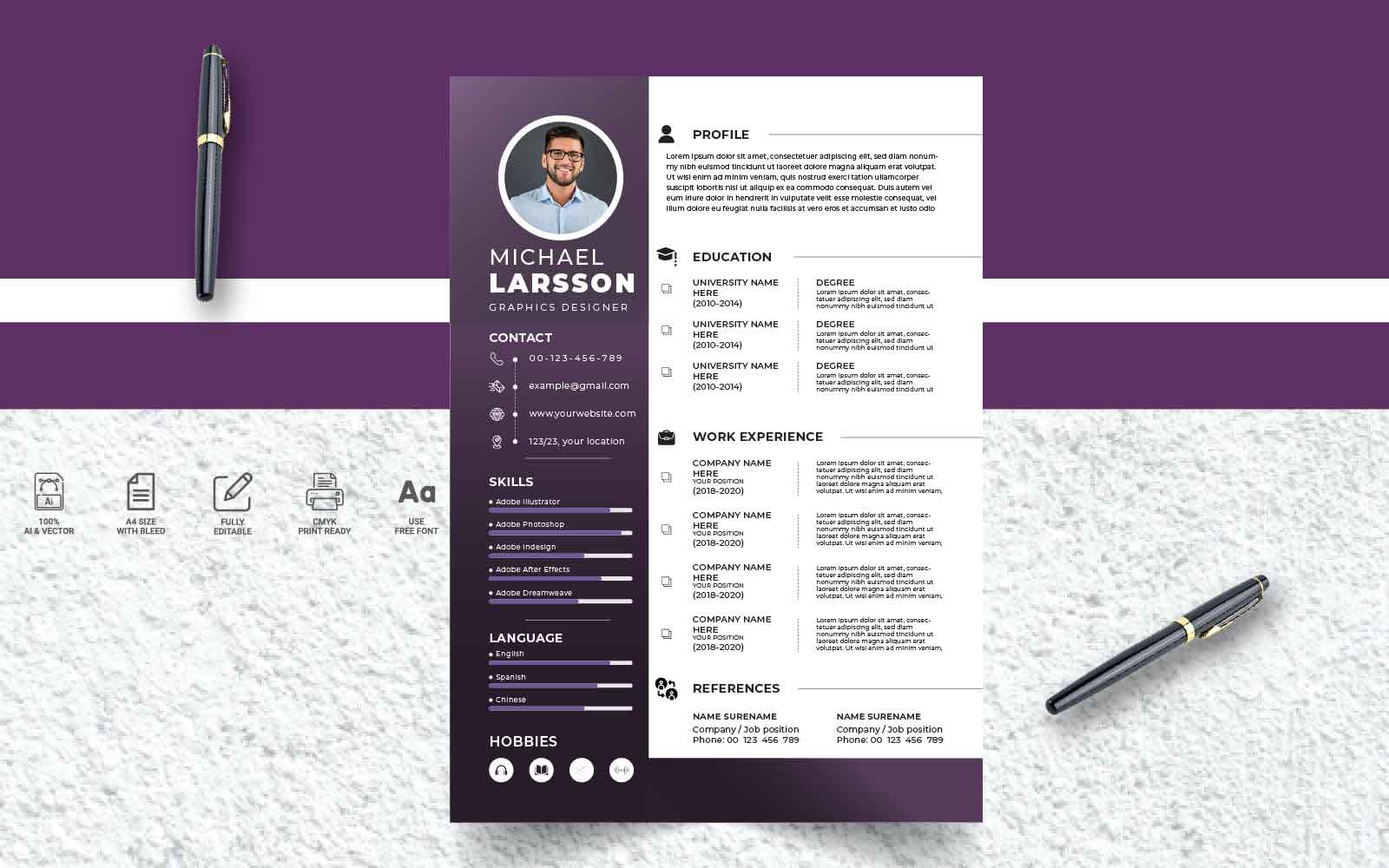 Michael Larsson CV/Resume Template Design