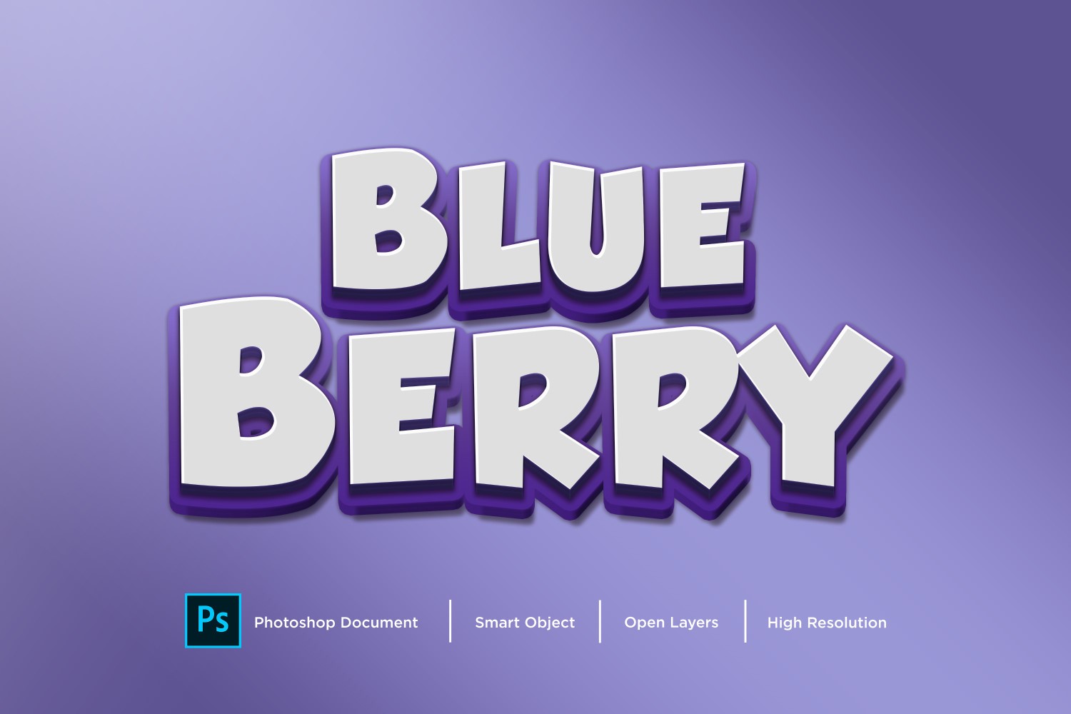 Blue Berry Text Effect Layer Style Design Template