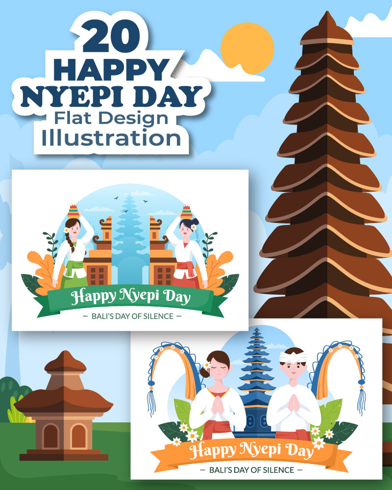 20 Happy Nyepi Day or Bali's Silence Illustration