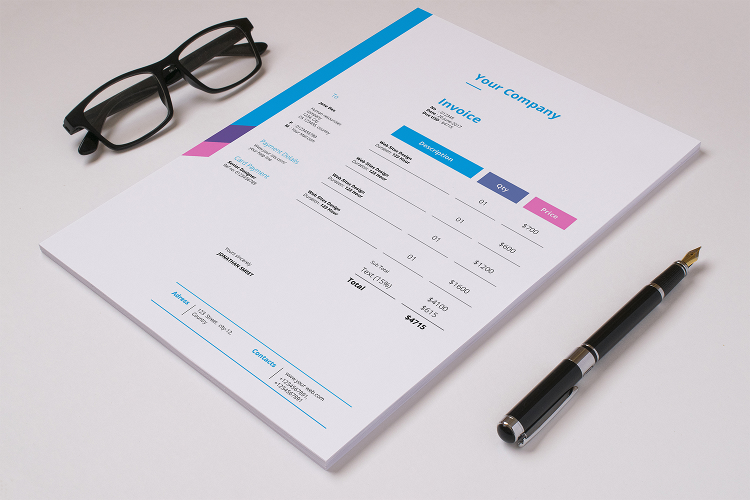 Clean A4 Invoice Corporate Identity Template