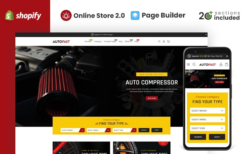 AutoFast Auto Parts Store Shopify Theme