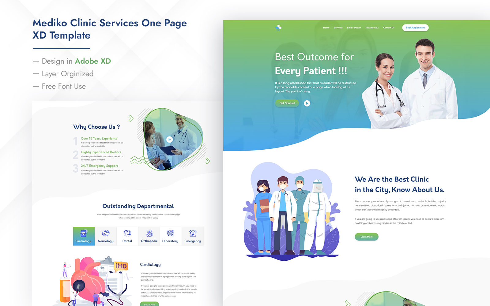 Mediko Clinic Services One Page HTML Template