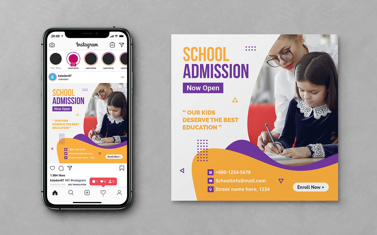 School Design Social Media Instagram Post Banner