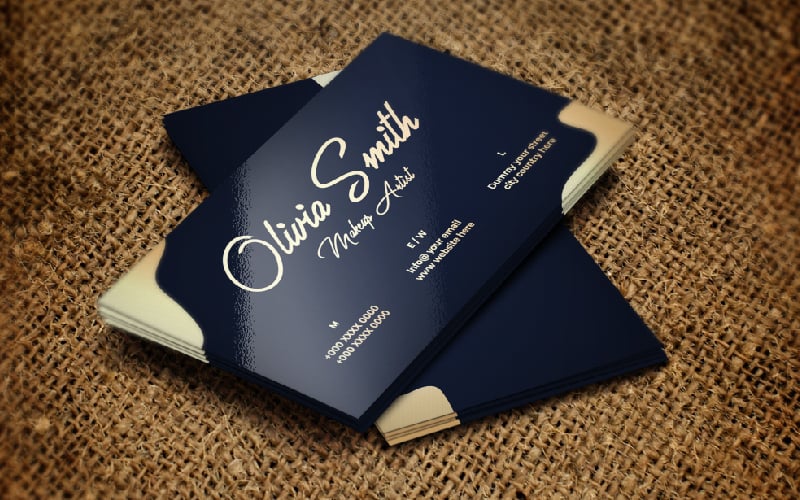 Creative Feminine Golden Blue Business Card