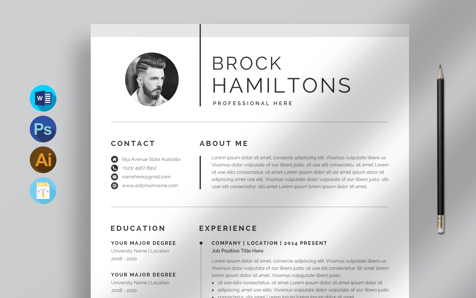 Professional & Clean Brock Resume/Cv Template