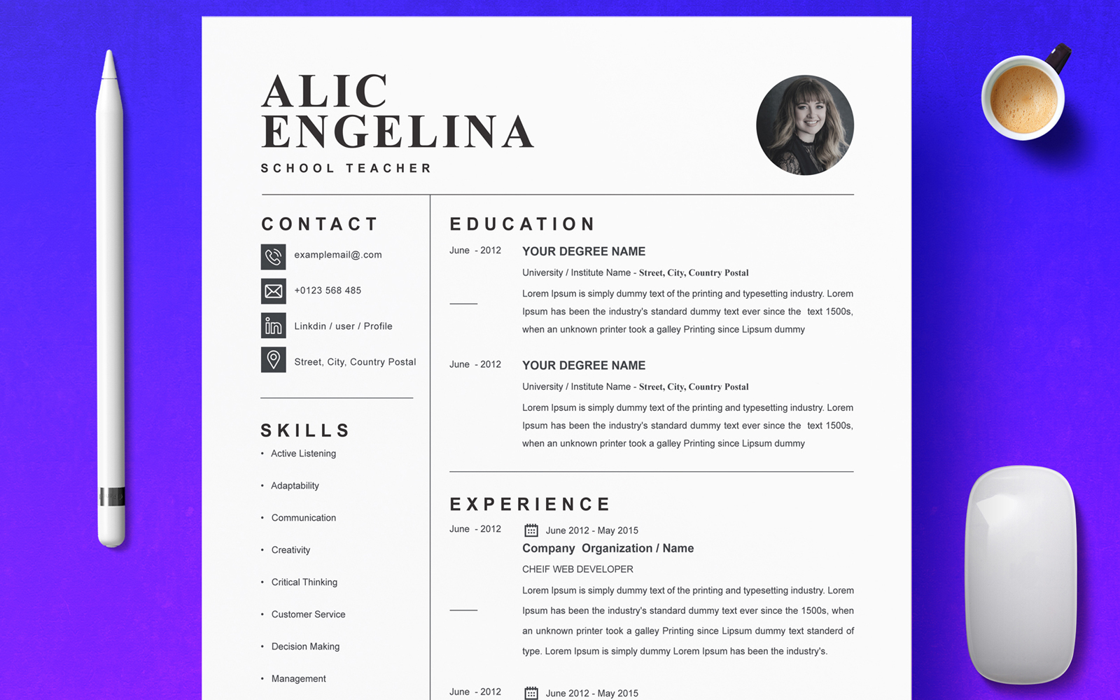 Alic Engelina / Resume Template