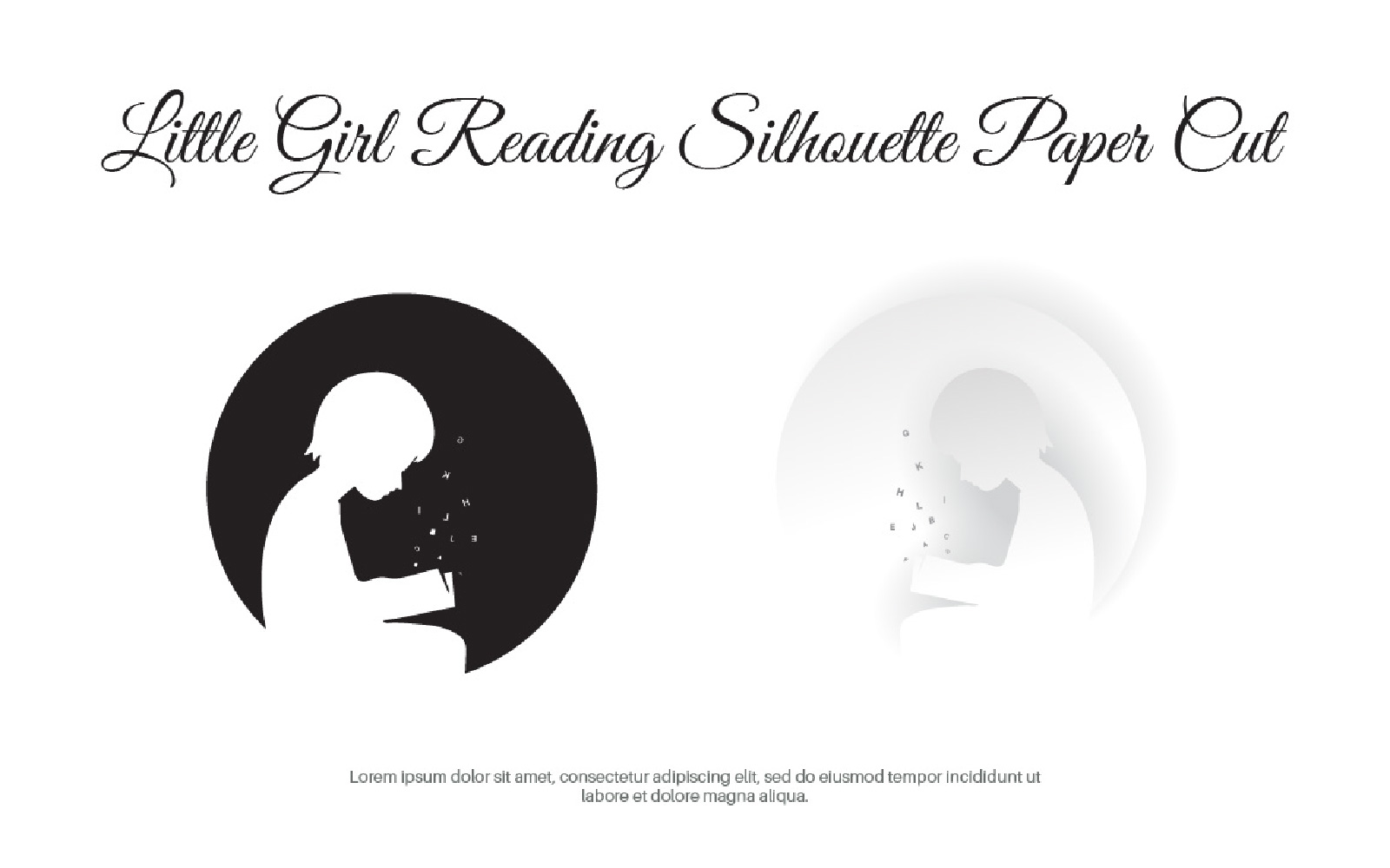 Little Girl Reading Silhouette Paper Cut