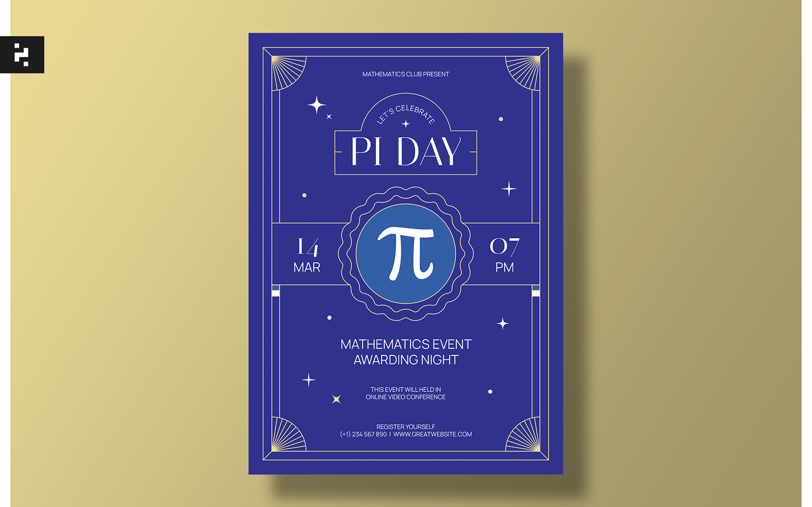 Pi Day Celebration Flyer - Art Deco Style