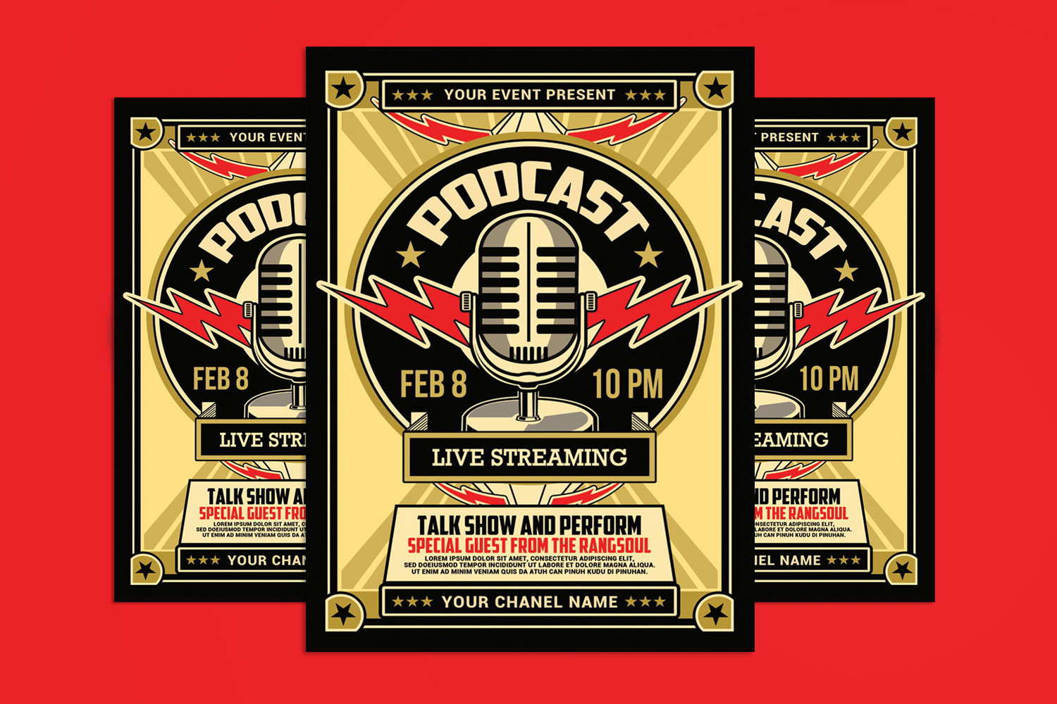 Retro Podcast Live Streaming Flyer