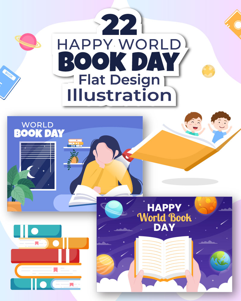 22 World Book Day Flat Illustration