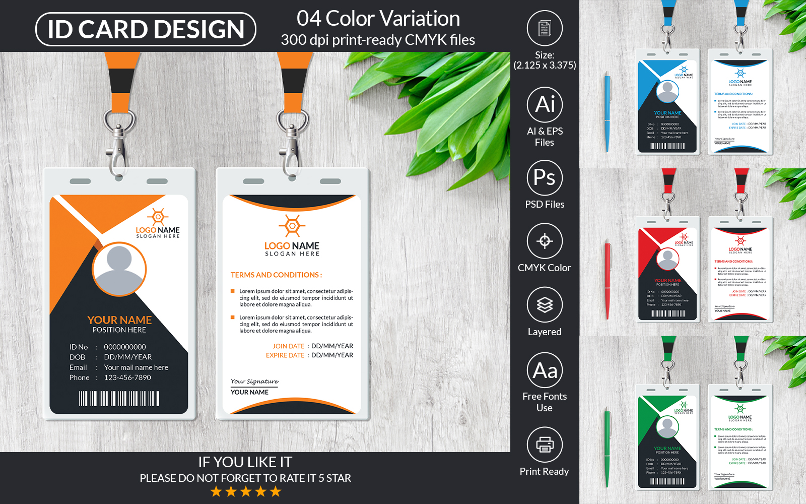 Corporate ID Card Template For Company