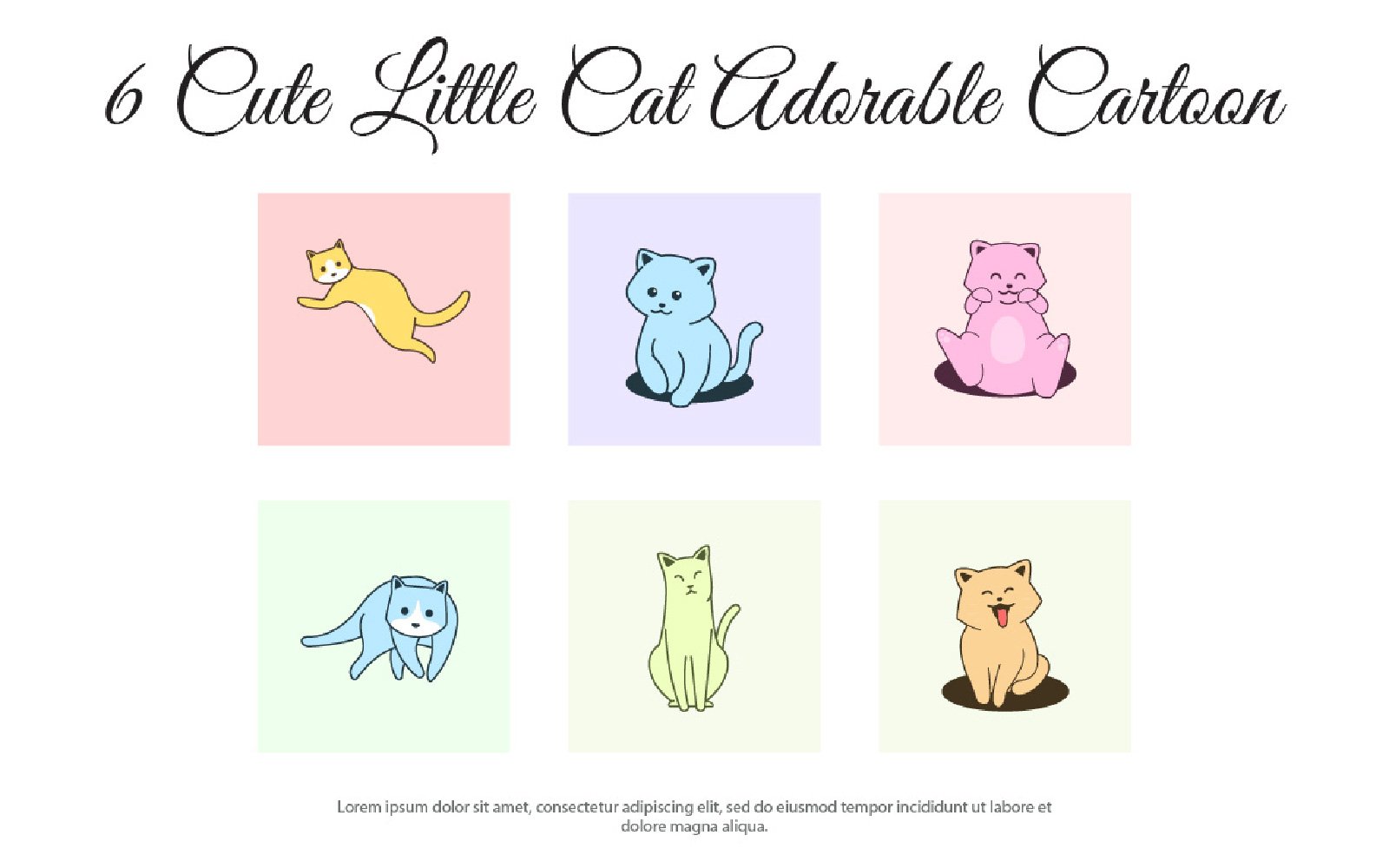 6 Cute Little Cat Adorable Cartoon