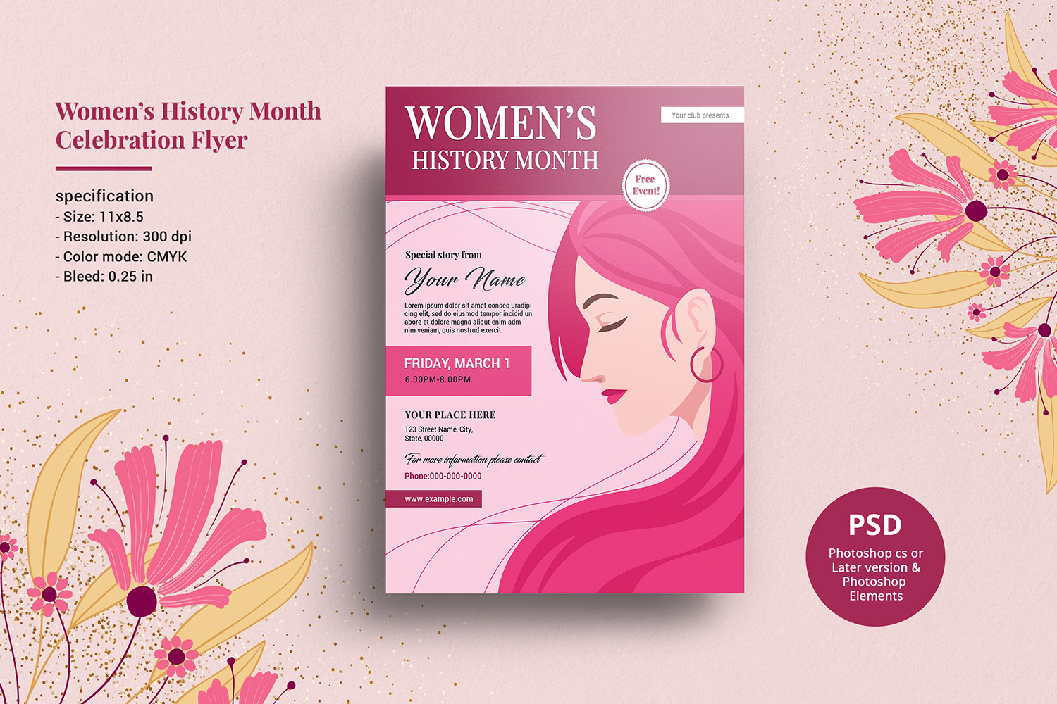 Women's History Month Flyer Corporate Identity Template