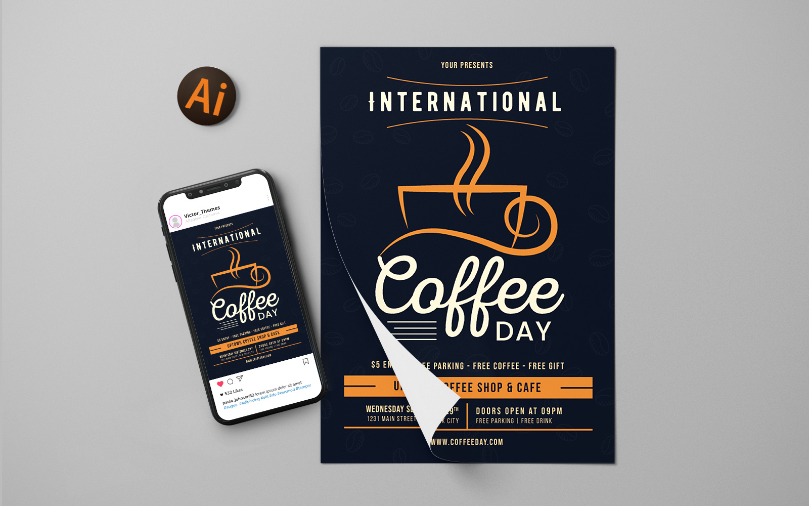 International Coffee Day Flyer Template