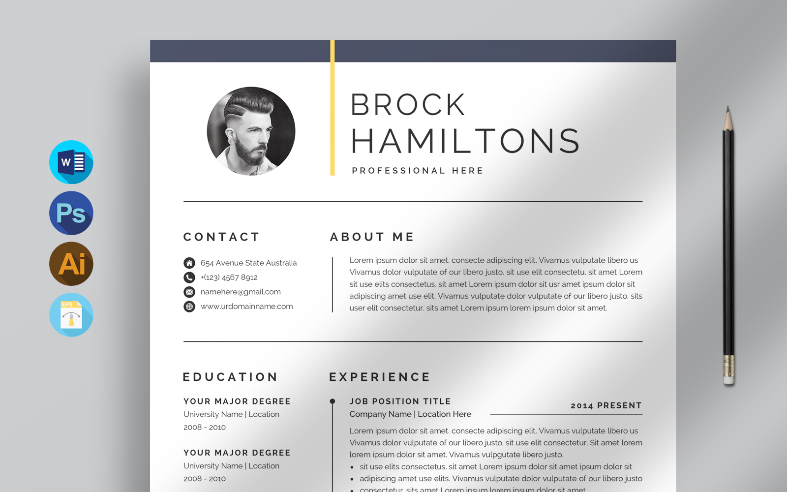 Professional 3 Pages Resume/Cv Template