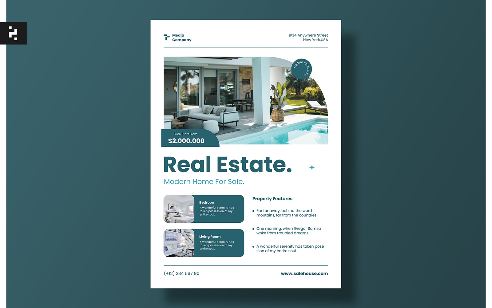 Blue Real Estate Flyer Template