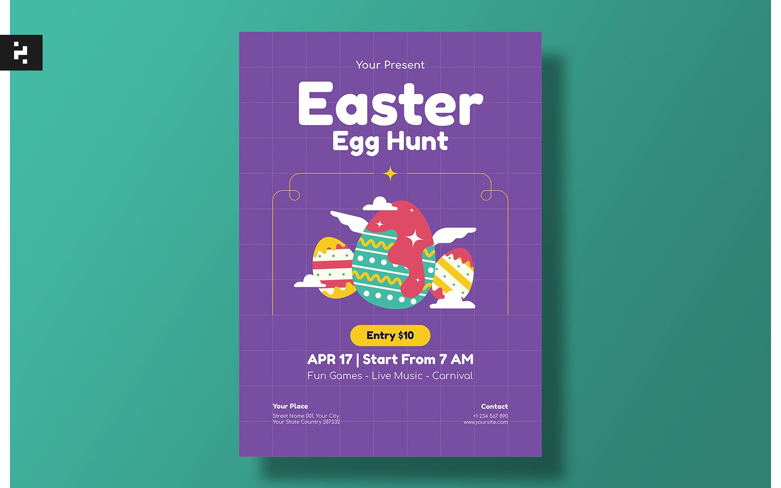 Happy Easter Egg Hunt Flyer Template