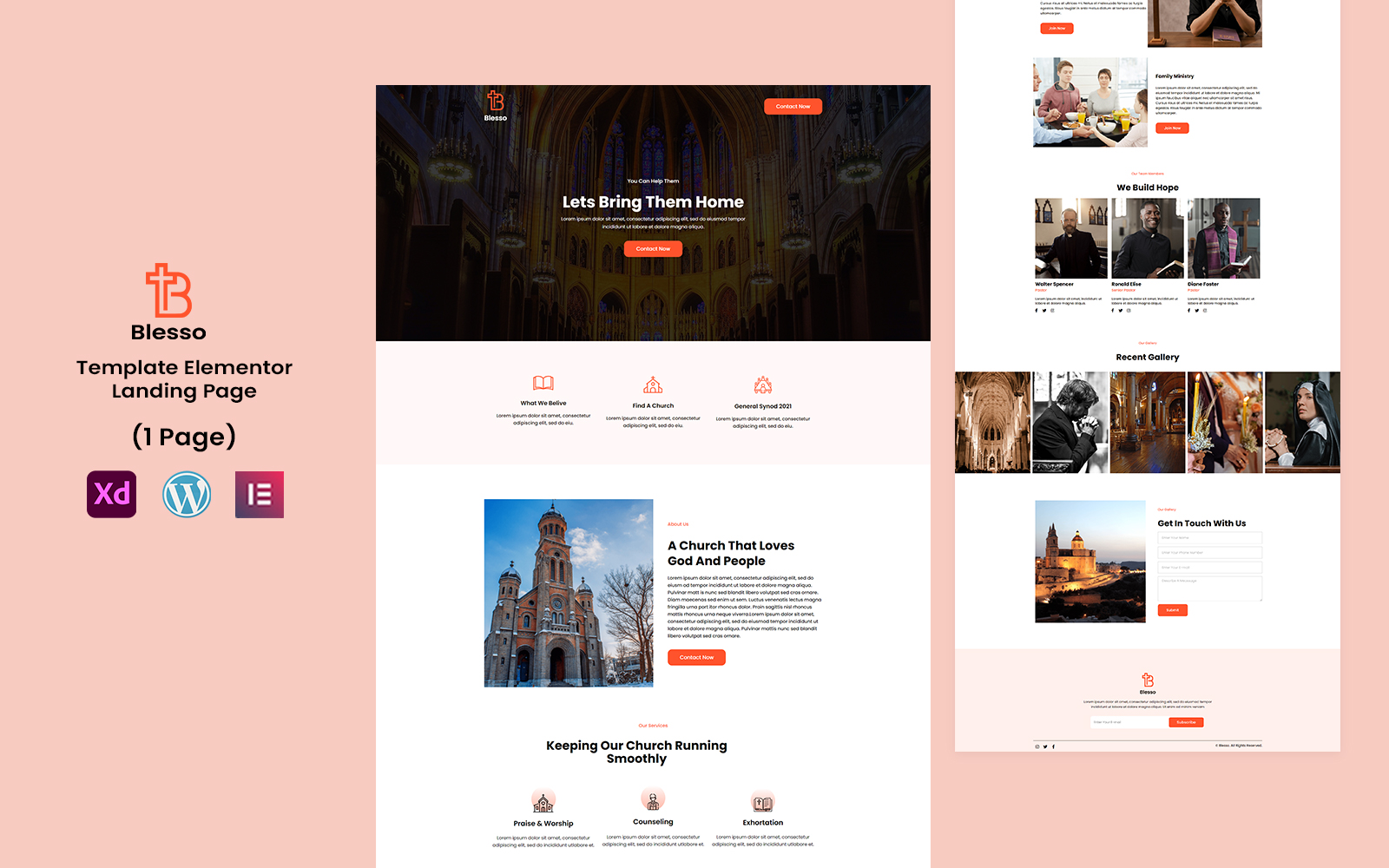 Blesso Church - Religion Elementor One Page Template