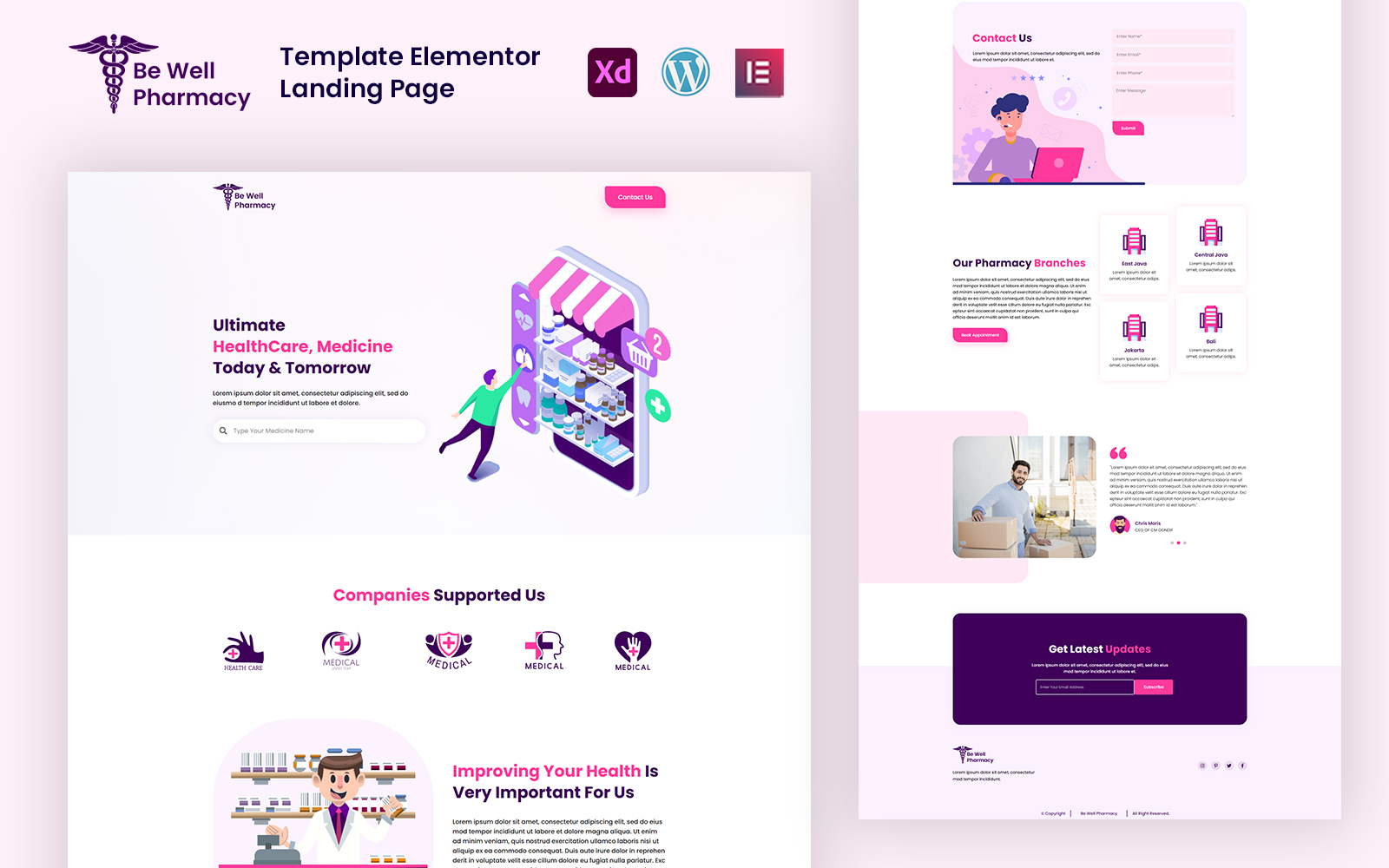 Be Well Pharmacy - Drug and Medicine Supplier Ready to Use Elementor Template