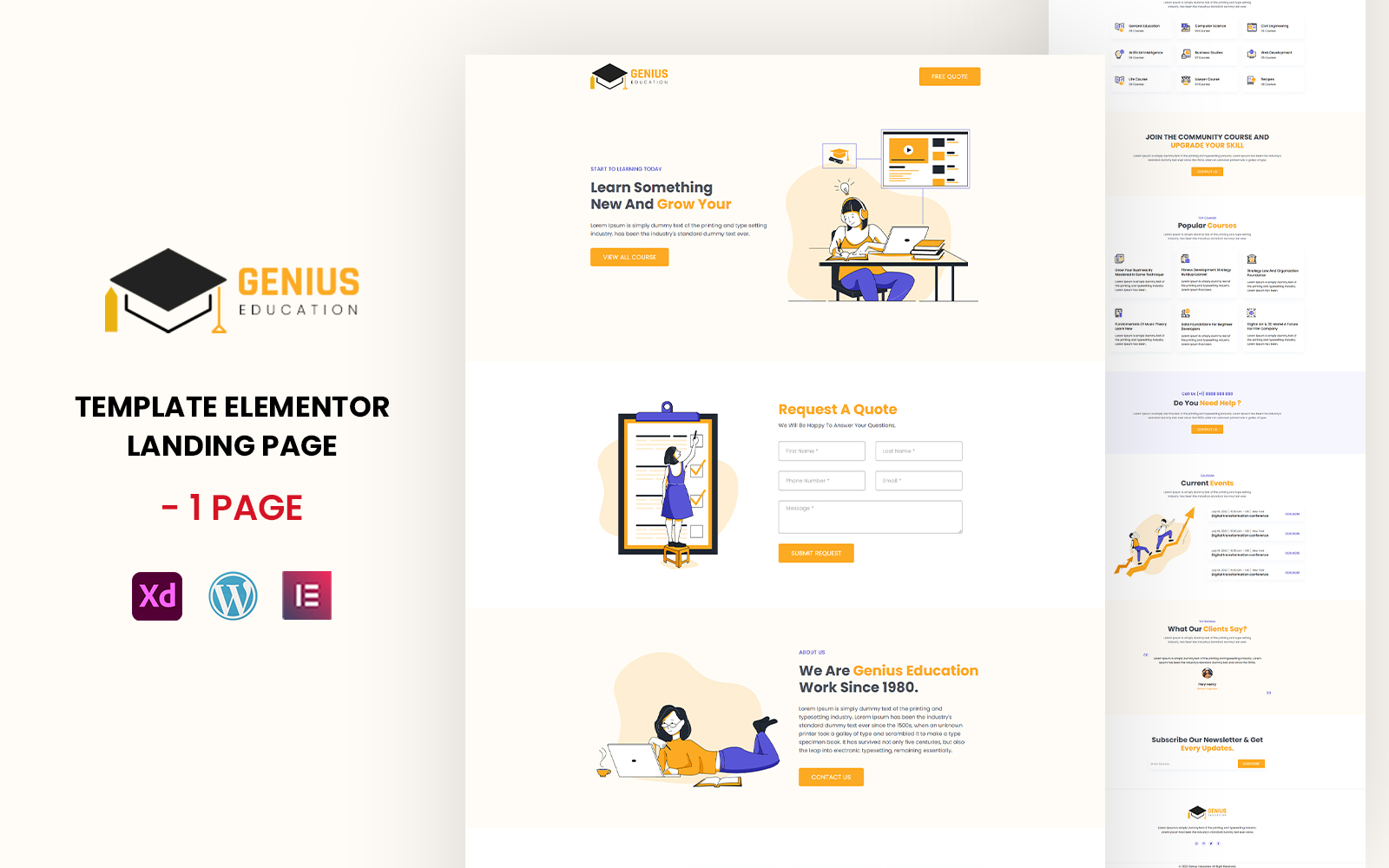 Genius Education - Online Education Ready to Use Elementor Template