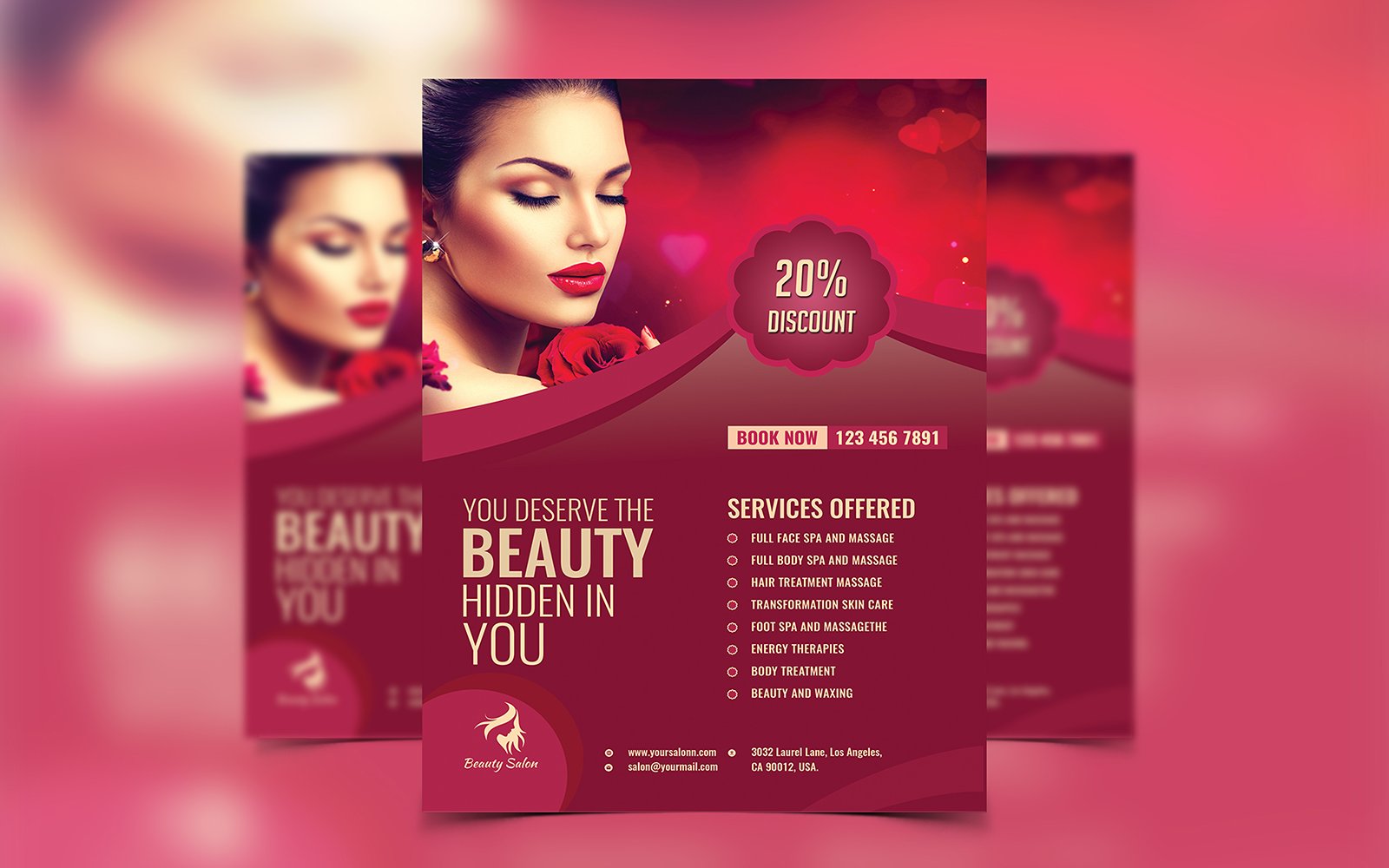 Spa Massage Flyer Template created with Canva, Word & Photoshop for the spa and massage industry