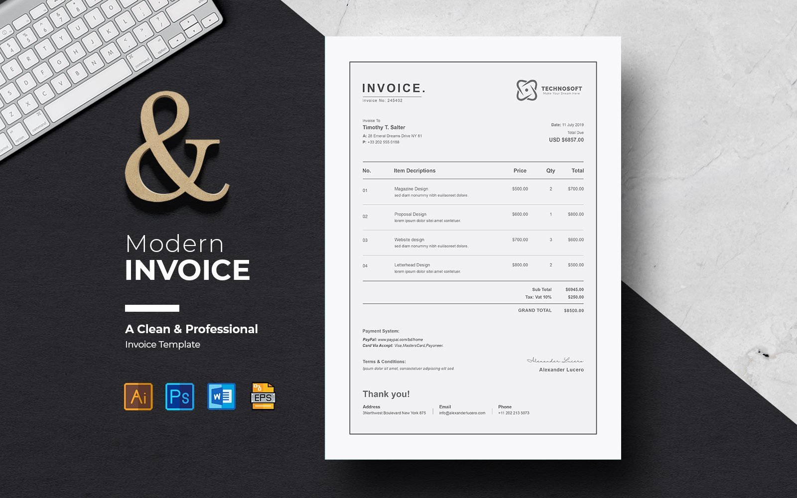 Clean Invoice Template Canva