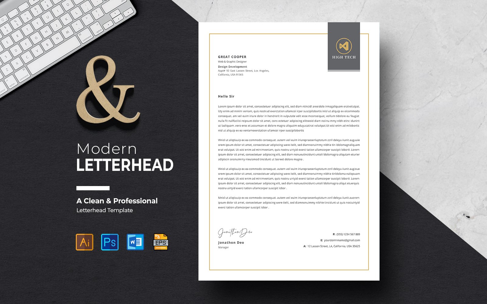 High Tech A4 Letterhead Design Template Canva