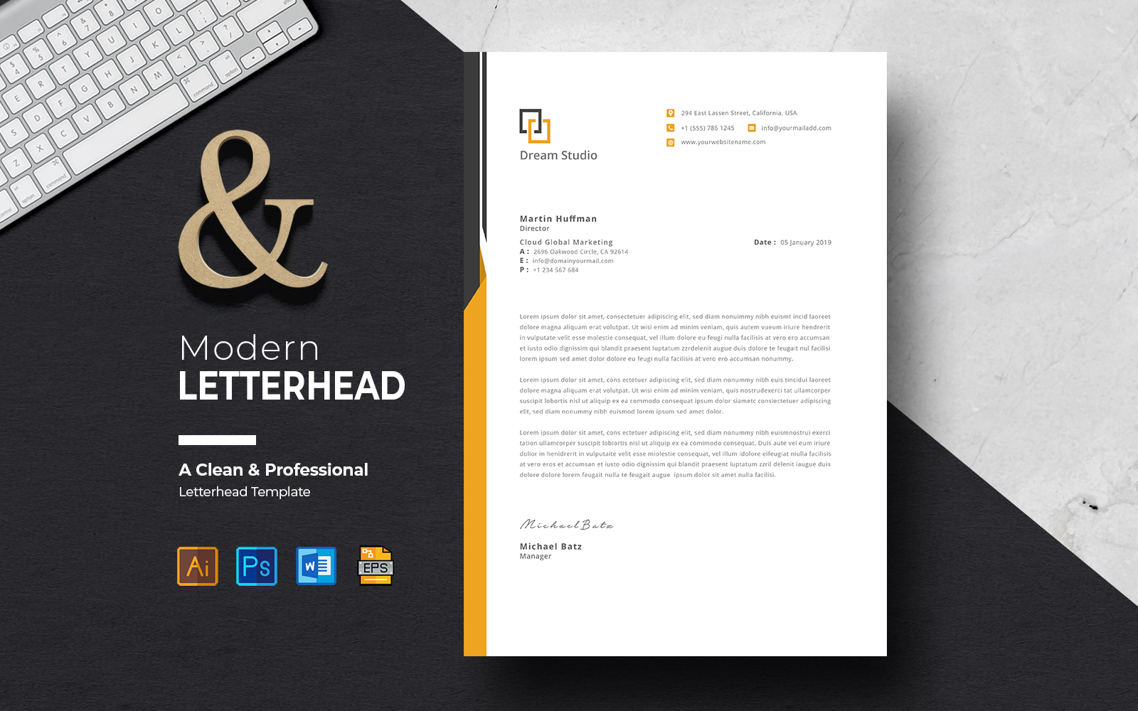 Dream Studio Modern Letterhead Canva Template