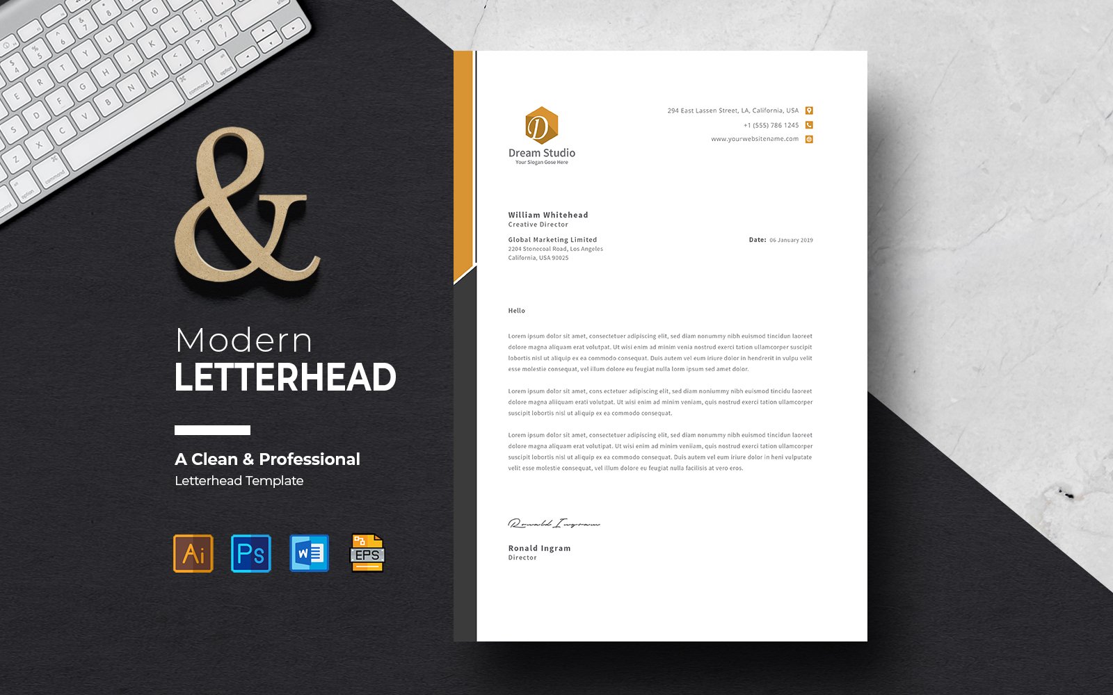 Minimalist Corporate Letterhead Design Template Canva