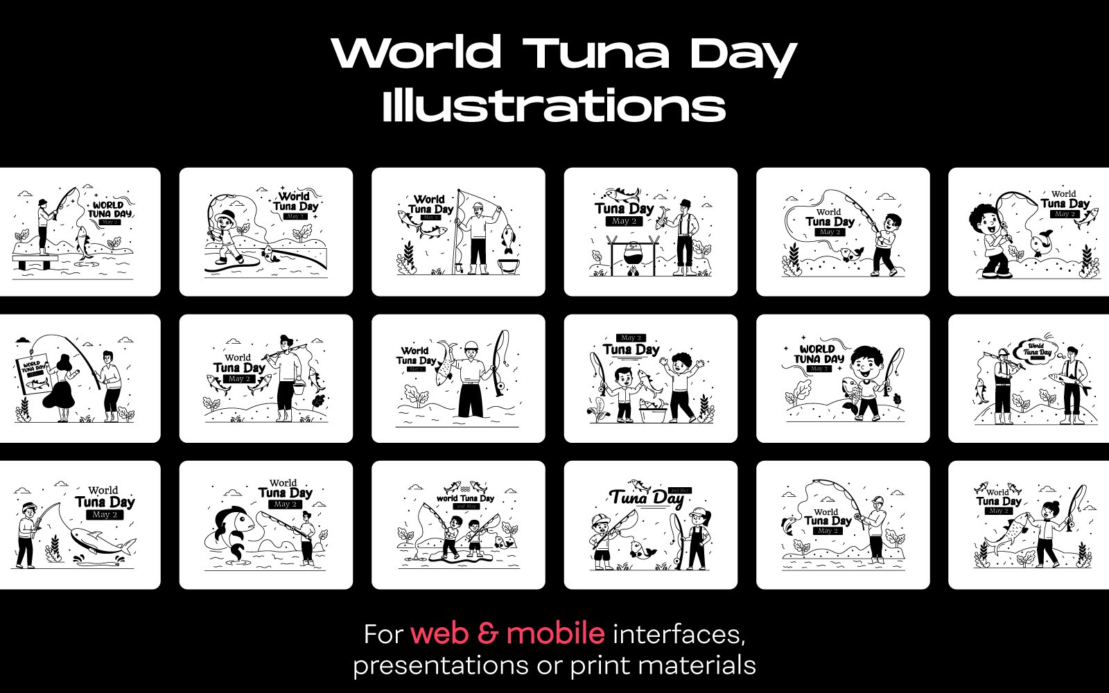 25 World Tuna Day illustrations