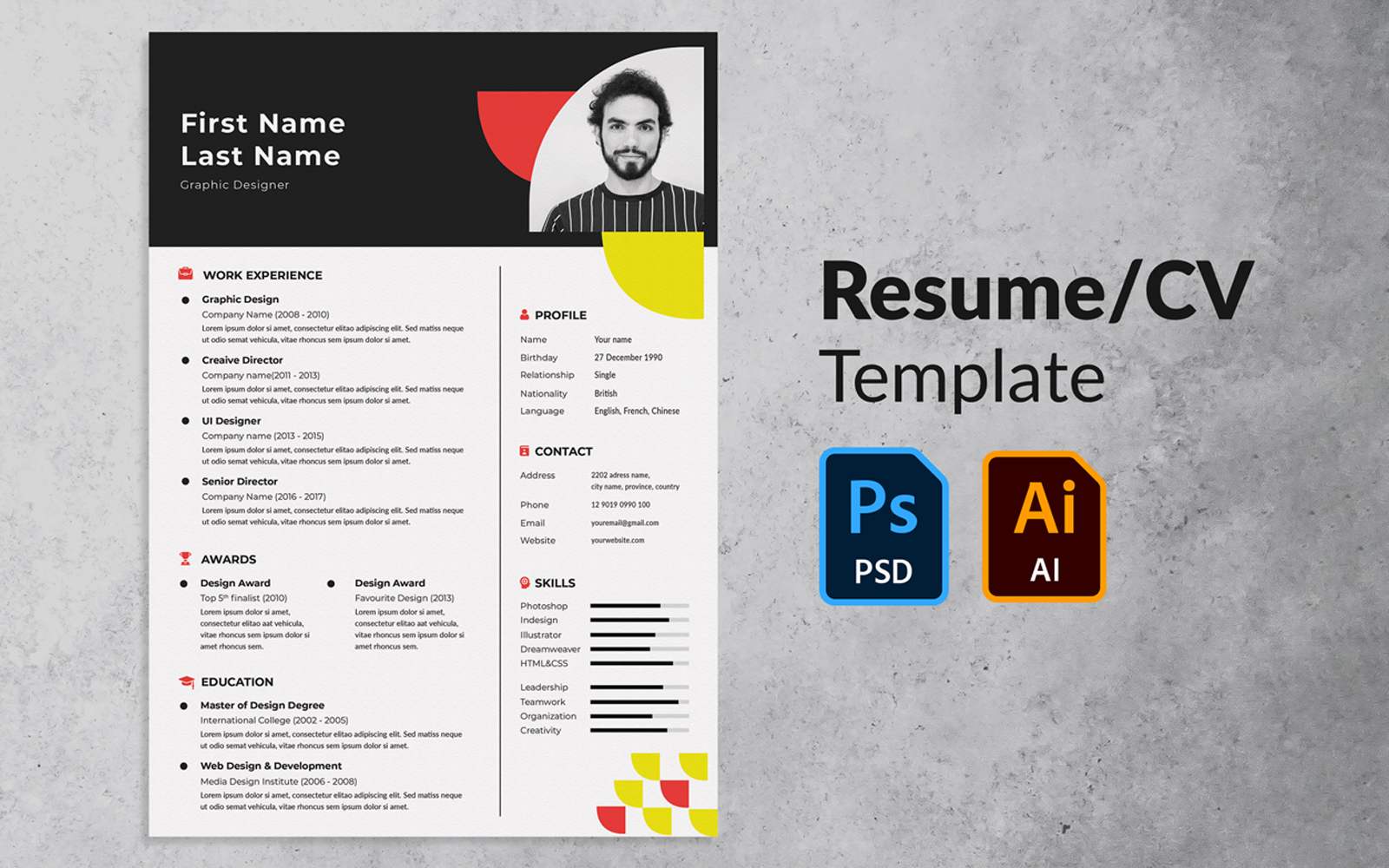CV Template - Resume for Graphic designer or other designation