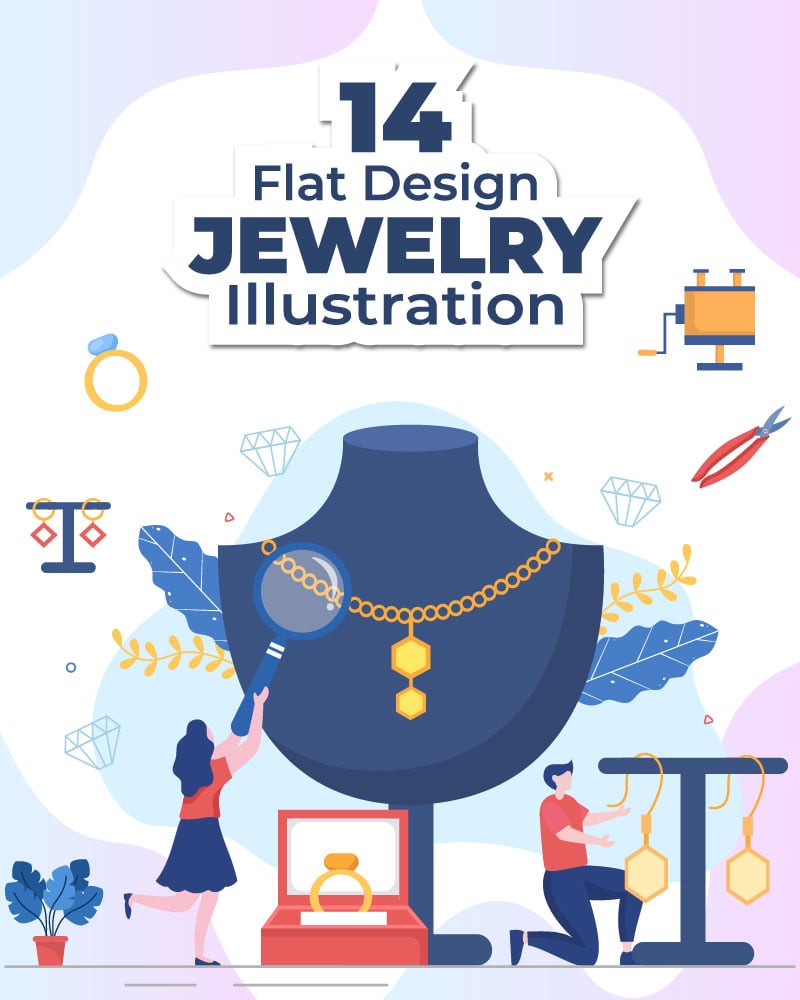 14 Jewelry Shop and Maker Flat Design Illustration