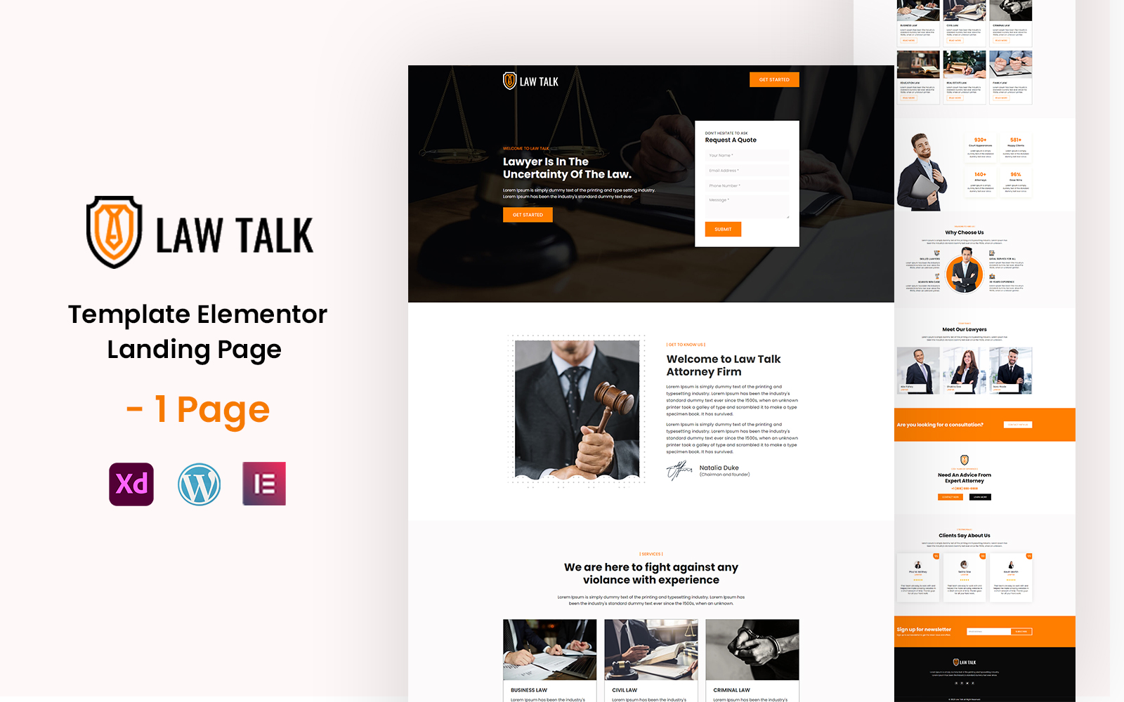 Law Talk - Lawyer and Attorney Services Ready to Use Elementor Template