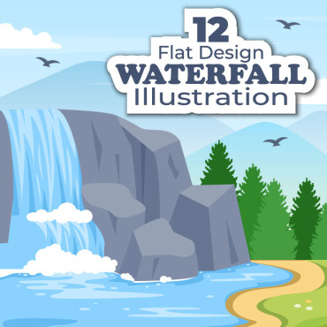 Waterfall Landscape Illustrations Templates 232736