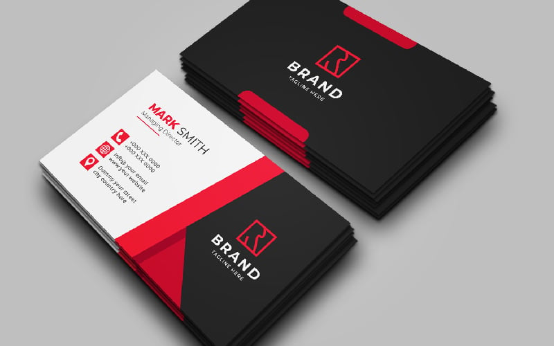 Professional Red And Black Business Card