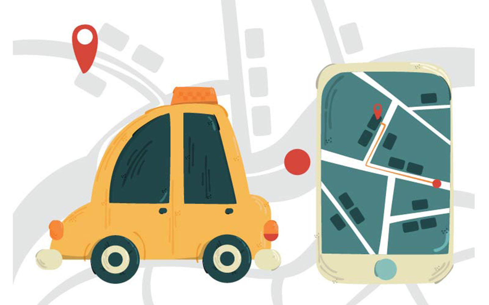 Taxi Mobile App Concept Illustration