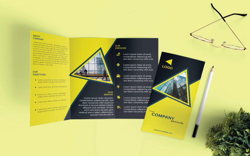 Creative Yellow And Black Color Trifold Brochure - Trifold Brochure