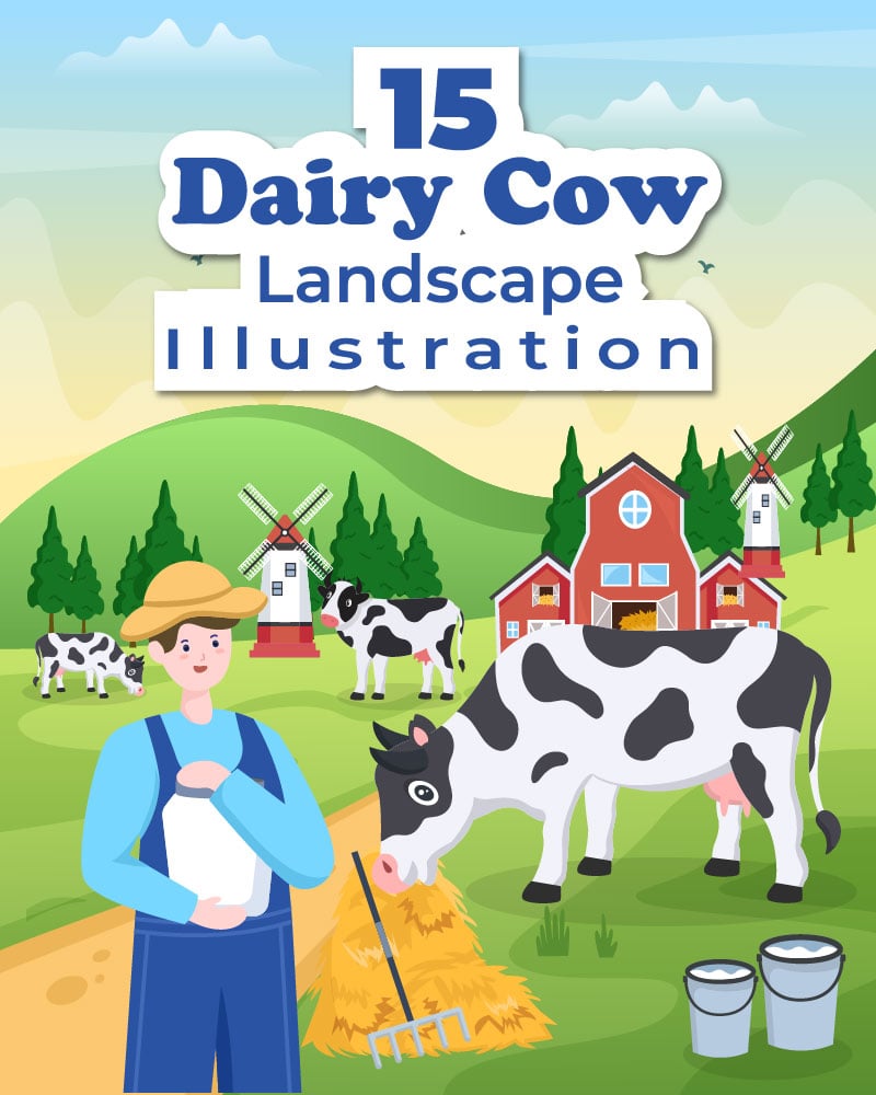 15 Dairy Cow at the Farmer Flat Illustration