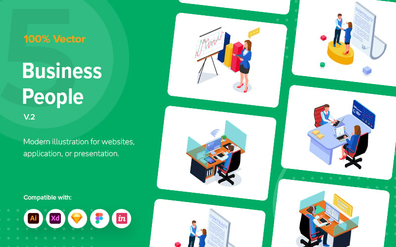 Isometric Business People V2 - Illustration