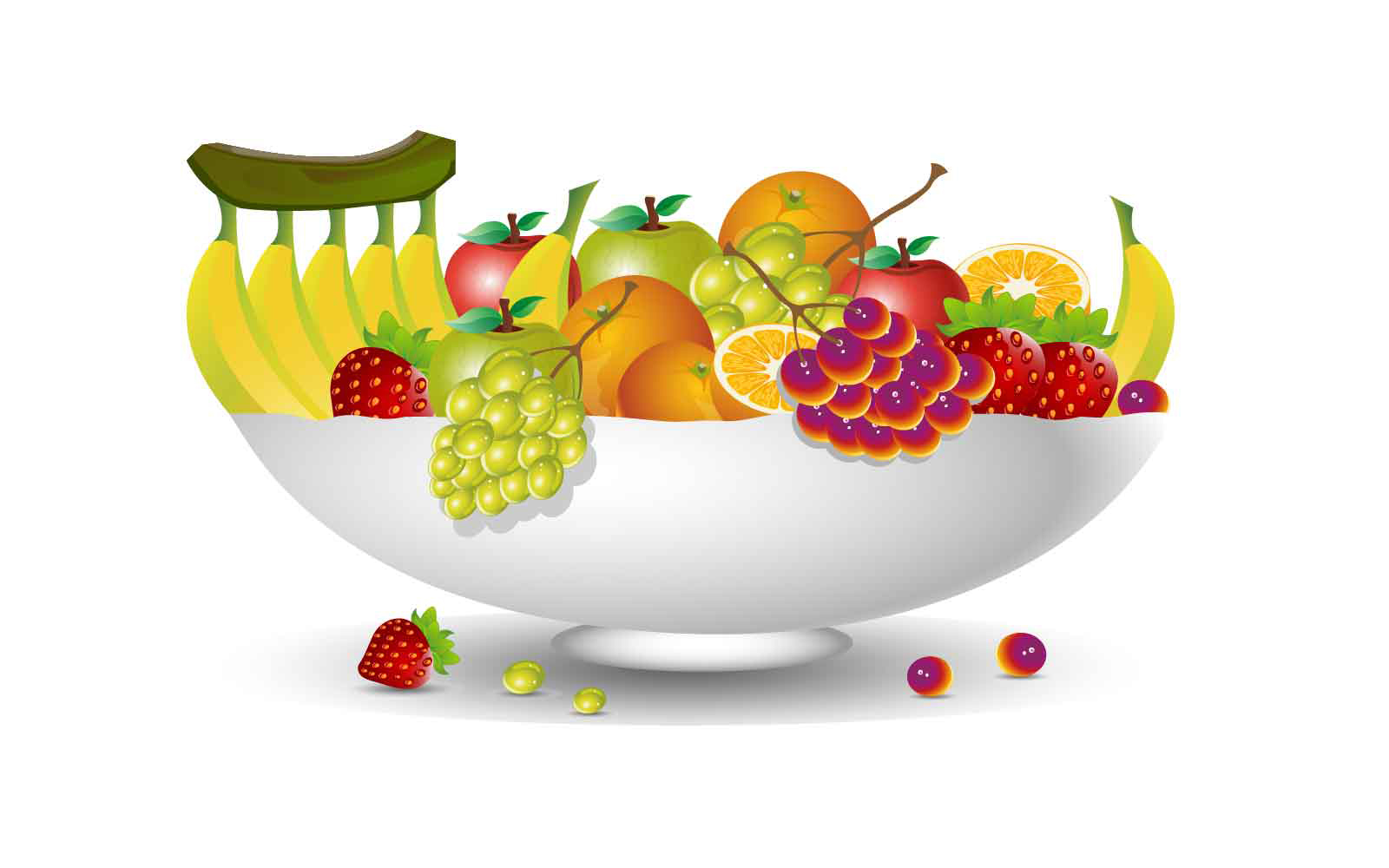 Fruits In Dish Realistic Fruit Vector