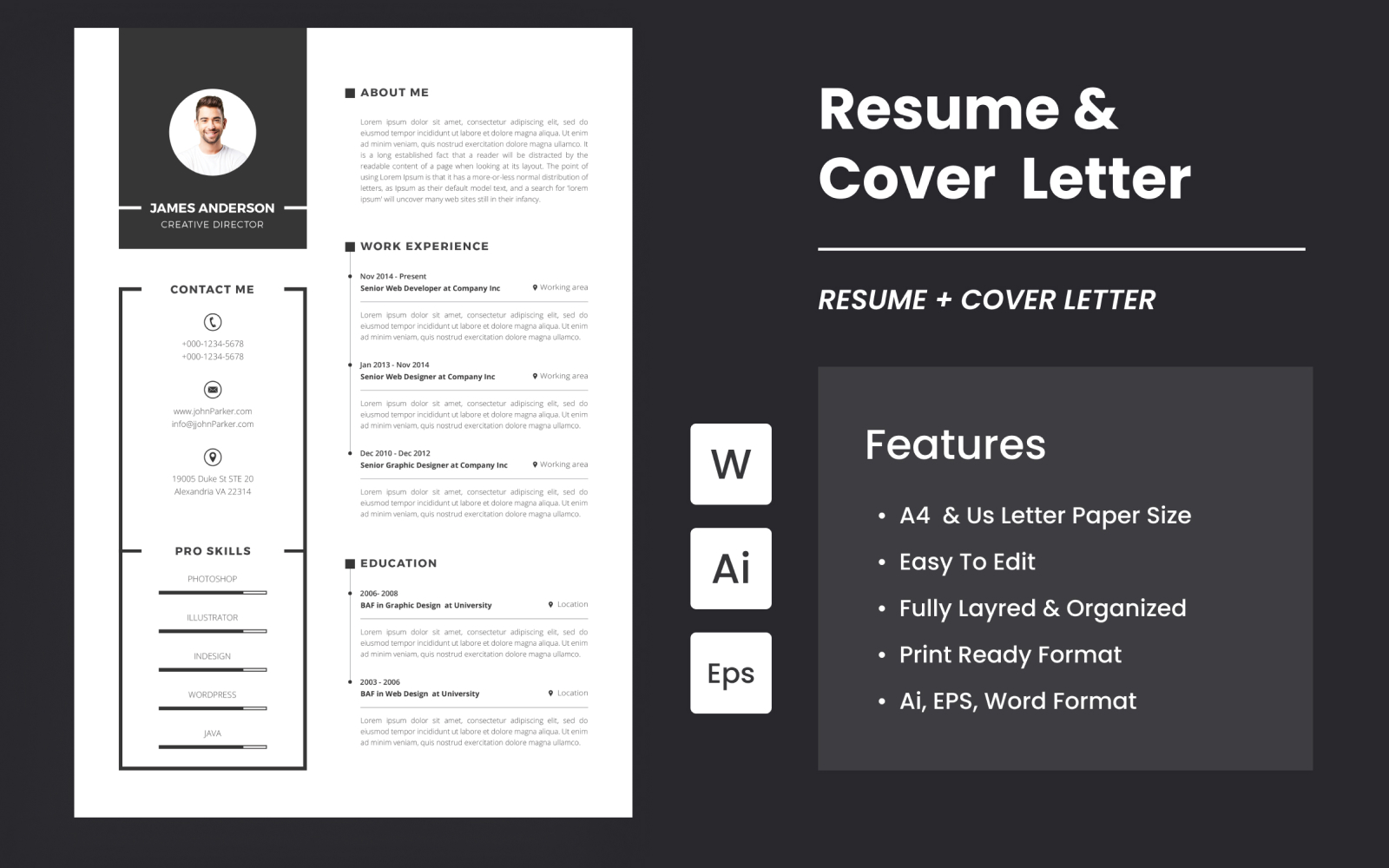 Clean Professional Resume And Cover Letter