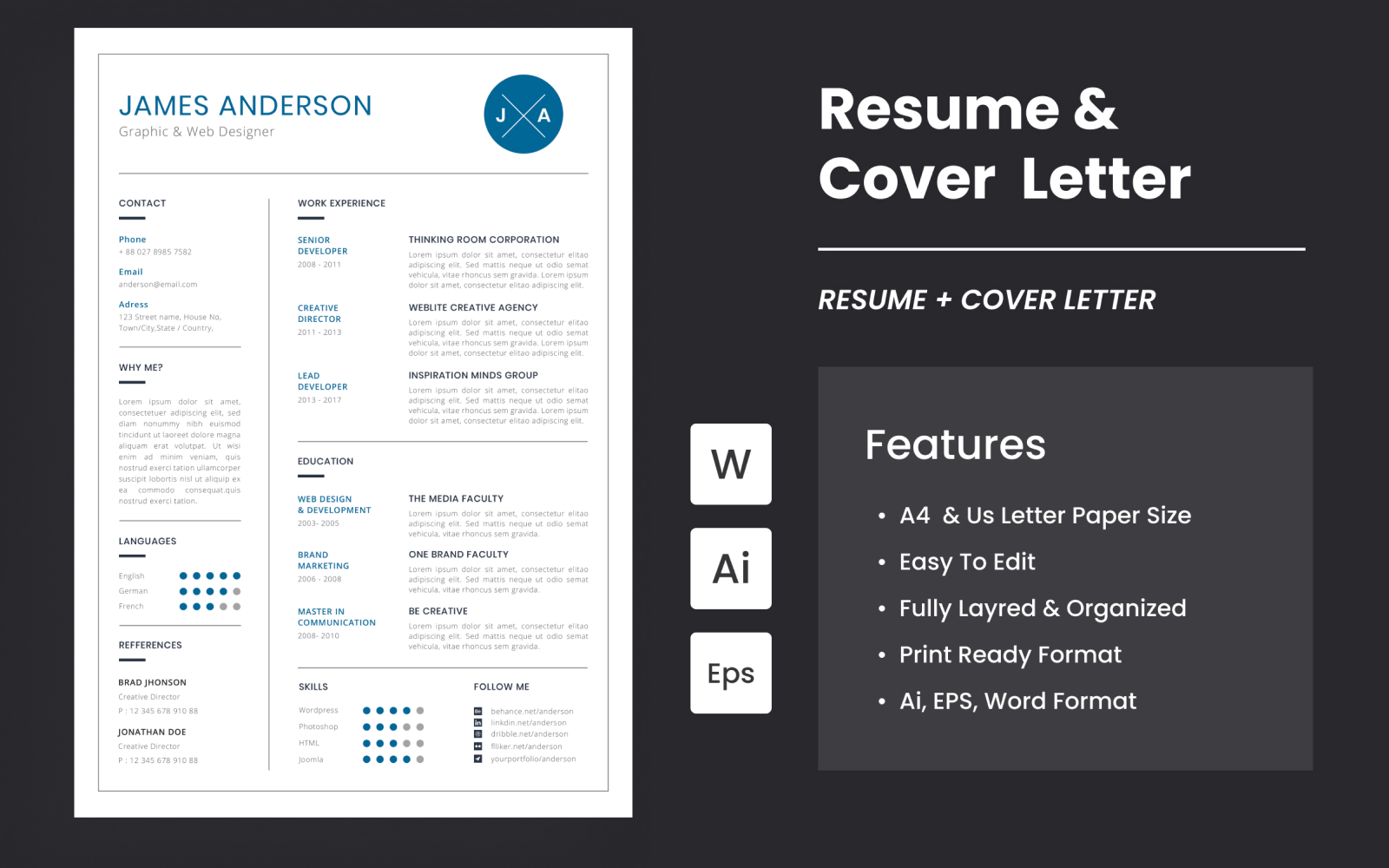 Clean Resume And Cover Letter Template