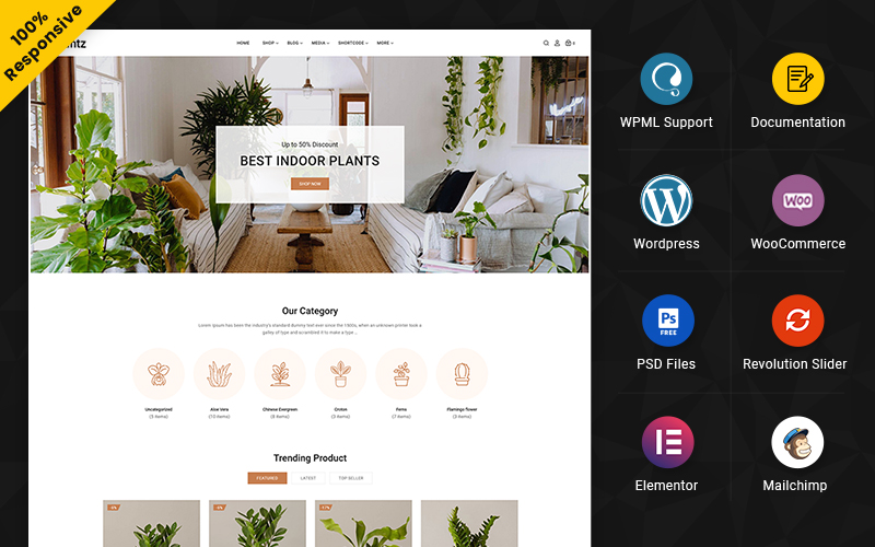 Plantz - Nursery, Gardening and Houseplants WooCommerce Elementor Theme