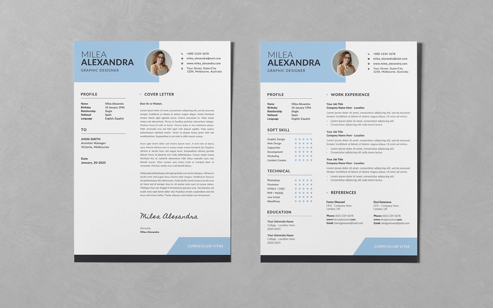 Clean Resume CV Set Templates