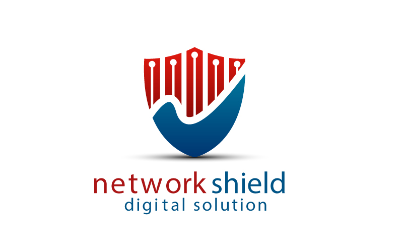 Network Shield logo design Template