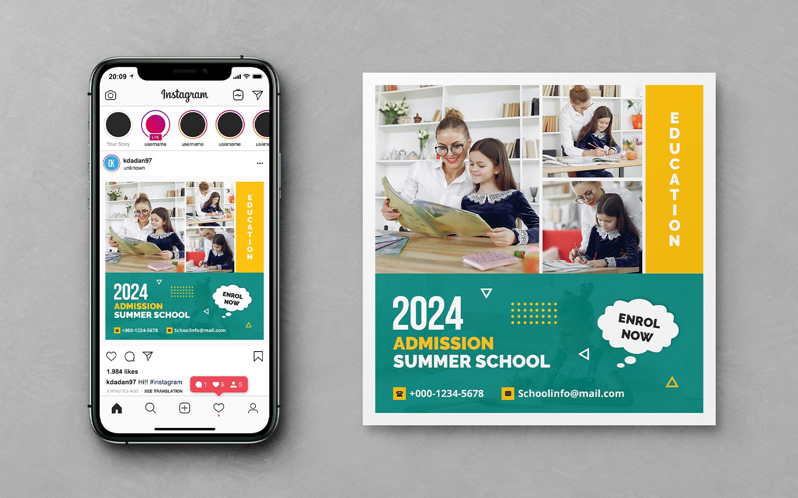 Creative School Design Instagram Post and Social Media Banner