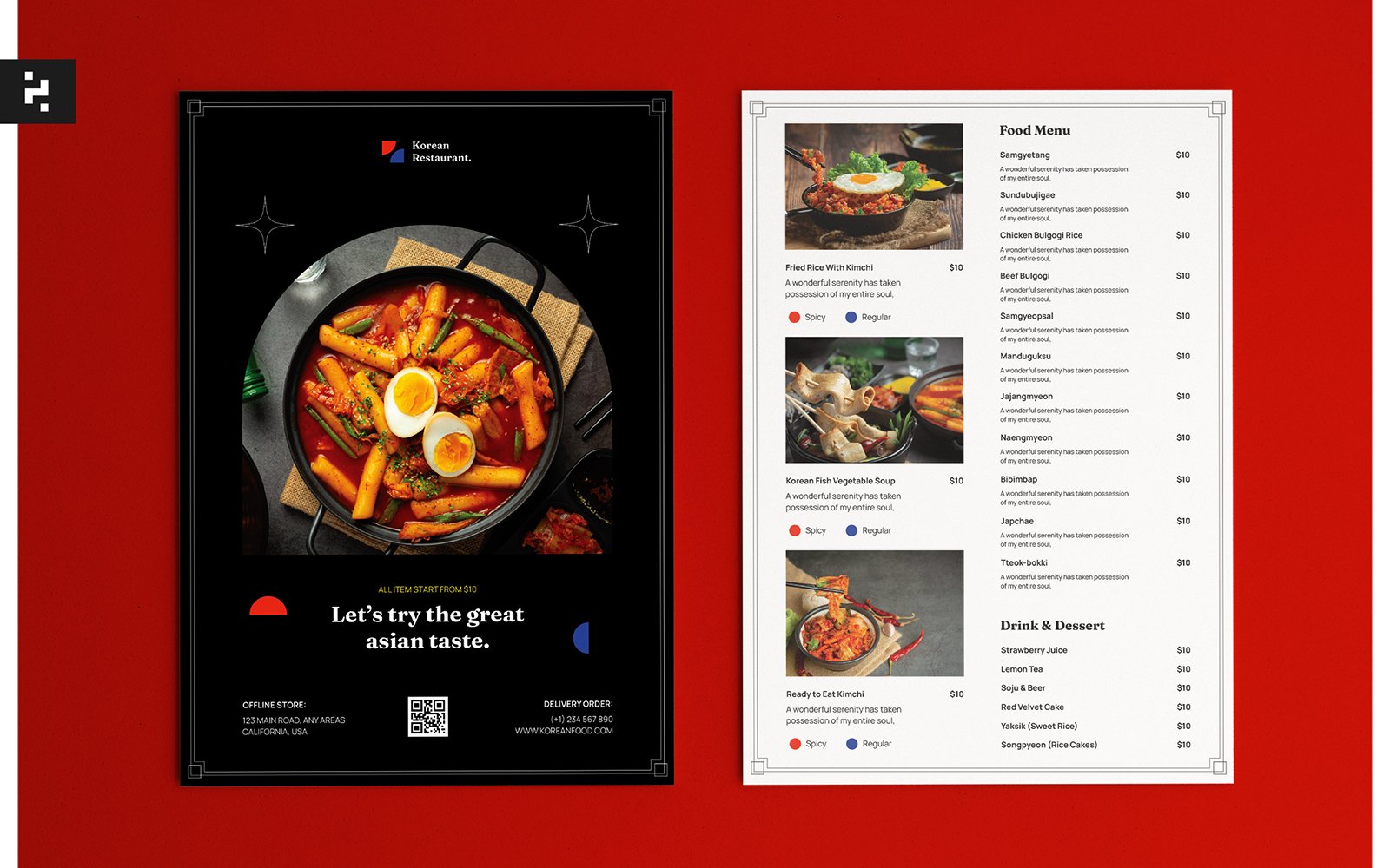 Korean Food Restaurant Menu Template